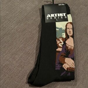 Mona Lisa Leonardo Da Vinci Crew Socks OS NWT